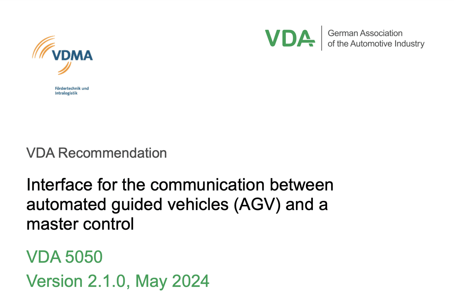 New Update for VDA 5050: Version 2.1.0 Brings Greater Autonomy to Mobile Robotics